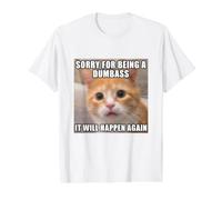 Perdón por Ser Un Tonto, Divertido Borroso Gato Meme Camiseta gráfica económica, Hombre, Blanco, S