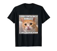 Perdón por Ser Un Tonto, Divertido Borroso Gato Meme Camiseta gráfica económica, Hombre, Negro, S