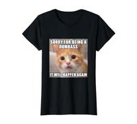 Perdón por Ser Un Tonto, Divertido Borroso Gato Meme Camiseta gráfica económica, Mujer, Negro, XS