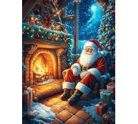 Père Noël au Coin du feu Puzzle 300 Piezas Cartón Grueso para Principiantes Mitos fantásticos Agilidad Mental Vacaciones Verano Garantía Reposición Piezas Regalo Ideal 300 PCS