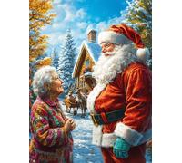 Père Noël avec une grand-mère dans le jardin enneigé Puzzle 1000 Piezas Cartón Grueso Para Coleccionistas Mitos fantásticos Ocio Creativo En Casa Calmar La Mente Pieza Colección Más Vendido Regalo Úni
