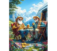 Père Noël et un ami buvant du café Rompecabezas 300 Piezas Cartón para Parejas Mitos fantásticos Actividad Tiempo Libre Terapia Relajación Decoración Salón Regalo Sorpresa 300 PCS