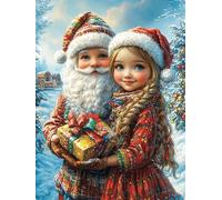 Père Noël et une fille dans le jardin enneigé Puzzle 1000 Piezas Cartón Grueso Para Toda La Familia Animal cuento de hadas fantástico Noches Juegos En Familia Relajación Concentración Regalo Corporati