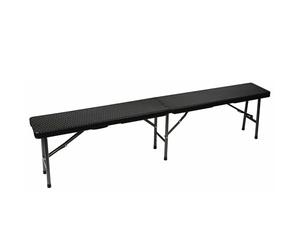 Perel Banco Plegable con asa Estilo ratán, Banco de Exterior Resistente a la Intemperie para jardín, terraza, balcón, Camping, Picnic, Barbacoa o Fiesta, portátil hasta 400 kg, Negro