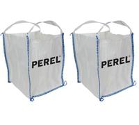 Perel Big bag 300 litros, 300 kg, 65 x 65 x 71 cm, resistente a los rayos UV, 2 asas, saco para escombros y residuos de construcción, polipropileno 120 g/m² (Paquete de 2)