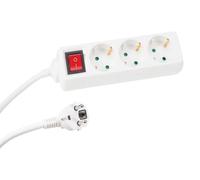Perel Bloque multiplicado con Interruptor, 3 enchufes Schuko (Tipo F) e, 3 m, 3g1.5, Uso Interno, Blanco