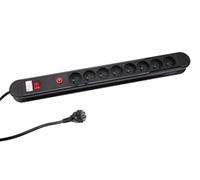 Perel Bloque multiplicado con Interruptor, protección contra sobrecarga, 8 capturas con Tierra Francesa (Tipo E), 1.5 m, 3g1.5, Interior, Uso Negro/Rojo