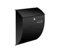 Perel Bonito buzón, Montaje en la Pared, Forma Redondeada, con Soporte de Nombre, 2 Teclas, Dimensiones (h x w x d) 40 x 31 x 16 cm, Negro