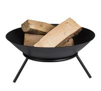 Perel Brasero Redondo con Soporte de 3 Patas, brasero Exterior de Hierro Fundido Ø56 cm, Altura 26 cm, Chimenea de jardín Negra para terraza o balcón, Ideal para leña o carbón