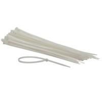 Perel Bridas de nylon blancas, 100 unidades, ataduras de cables 300 x 4,8 mm, resistentes a UV, autolock, 36 kg de fuerza de tracción, para aplicaciones pesadas en interiores y exteriores.