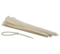 Perel Bridas de nylon blancas, 100 unidades, ataduras de cables 400 x 7,6 mm, resistentes a UV, autolock, 54 kg de fuerza de tracción, para aplicaciones pesadas en interiores y exteriores.