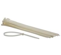 Perel Bridas de nylon blancas, 50 unidades, bridas para cables 500 x 8,8 mm, resistentes a UV, autoadhesivas, 80 kg de fuerza de tracción, para aplicaciones pesadas en interiores y exteriores.
