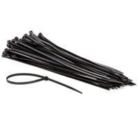 Perel Bridas de nylon negras, 100 piezas, ataduras de cables 300 x 4,8 mm, resistentes a UV, autolock, 36 kg de fuerza de tracción, para aplicaciones pesadas en interiores y exteriores.