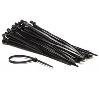 Perel Bridas de nylon negras, 100 unidades, ataduras de cables 200 x 4,6 mm, resistentes a UV, autoadhesivas, 23 kg de fuerza de tracción, para aplicaciones pesadas en interiores y exteriores.