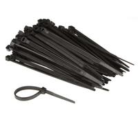 Perel Bridas de nylon negras, 100 unidades, bridas para cables 120 x 4,6 mm, resistentes a UV, autoadhesivas, 23 kg de fuerza de tracción, para aplicaciones pesadas en interiores y exteriores.