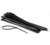 Perel Bridas de nylon negras, 100 unidades, bridas para cables 500 x 8,8 mm, resistentes a UV, autoadhesivas, 80 kg de fuerza de tracción, para aplicaciones pesadas en interiores y exteriores.