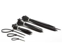 Perel Conjunto de corbatas de nylon, negros, resistentes a los rayos UV, varios tamaños, 75 piezas