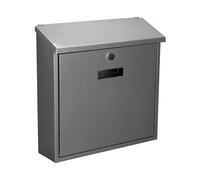 Perel Tools Buzón Monaco, montaje en pared, soporte de nombre, 2 teclas, 36.8 x 36.5 x 10 cm, Plata
