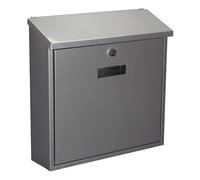 Perel Buzón de Monaco, Montaje en la Pared, con Soporte de Nombre, 2 Teclas, Dimensiones (h x w x d) 36.8 x 36.5 x 10 cm, Plata