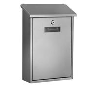 Perel buzón de Pared Berlin para Exterior Gris Plateado con Placa de Nombre y Cerradura, buzón de Acero Inoxidable con 2 Llaves y Accesorios de Montaje, Resistente a la Intemperie, Montaje en Pared