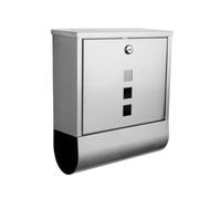 Perel Buzón de Torino, Soporte de periódico Integrado, Montaje en la Pared y en una publicación, 2 Teclas, Dimensiones (H x W x D) 33.5 x 31 x 10 cm, Plata