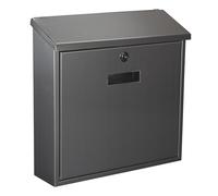 Perel buzón Exterior Monaco Gris Plateado de Pared con Placa de Nombre y Cerradura, buzón de Acero Inoxidable con 2 Llaves y Accesorios de Montaje, Resistente a la Intemperie, Montaje en Pared