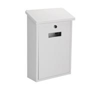 Perel buzón Exterior Rio para Pared y Poste en Blanco con Placa de Nombre y Cerradura, buzón metálico con 2 Llaves y Accesorios de Montaje, Ranura compacta, diseño Atemporal para hogar y Oficina