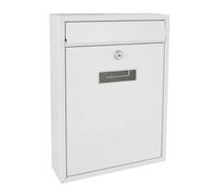 Perel Buzon Mural Ibiza para Exterior Blanco con Placa y Cerradura, buzon Compacto de Metal con 2 Llaves