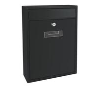 Perel Buzon Mural Ibiza para Exterior Negro con Placa y Cerradura, buzon Compacto metalico