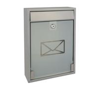 Perel Buzon Mural Milan para Exterior Gris Plateado con Frontal de Cristal y Cerradura