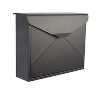 Perel buzón Verona para Exterior Negro Mate con Cerradura, buzón metálico para Montaje en Pared y Poste con 2 Llaves y Accesorios de Montaje, diseño Tipo sobre, Resistente a la Intemperie