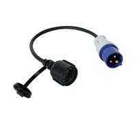 Perel Cable adaptador, H07RN-F 3G2.5, 0.4 m, 16 A/230 V, 3680 W, CEE a Tipo F, para uso interior y exterior, caucho, azul