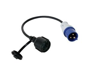 Perel Cable adaptador, H07RN-F 3G2.5, 0.4 m, 16 A/230 V, 3680 W, CEE a Tipo F, para uso interior y exterior, caucho, azul