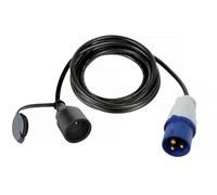Perel Cable Adaptador, H07RN-F 3G2.5, 3 m, 16 A/230 V, 3680 W, CEE a Tipo E, para Uso Interior y Exterior, Caucho, Azul