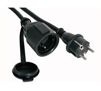 Perel Cable de extensión, H05RR-F 3G2.5, 5 m, 16 A/230 V, 3680 W, Tipo E/F, Schuko, IP44, Caucho, Negro