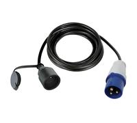 Perel Cable con Enchufe Hembra a Enchufe Macho CEE - 3 M - Toma de Tierra Lateral | Alta Calidad