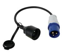 Perel Cable de Adaptador, H07RN-F 3G1.5, 0.4 m, 16 A/230 V, 3680 W, CEE a Tipo E, para Uso Interior y Exterior, Caucho, Azul