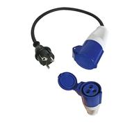 Perel Cable de Adaptador, H07RN-F 3G1.5, 0.4 m, 16 A/230 V, 3680 W, Tipo E/F a CEE, para Uso Interior y Exterior, Caucho, Azul