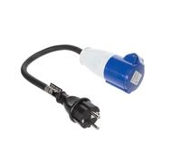 Perel Cable de Adaptador, H07RN-F 3G2.5, 0.4 m, 16 A/230 V, 3680 W, Tipo E/F a CEE, para Uso Interior y Exterior, Caucho, Azul