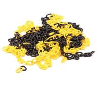 Perel Cadena de barrera amarilla y negra 10 m, cadena de seguridad de plástico para interiores y exteriores, delimitación para obra, zona de estacionamiento, almacén, terreno y evento