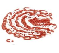 Perel Cadena de barrera roja blanca 5 m, plástico, cadena de seguridad para interior y exterior, cadena de señalización para obra, zona de aparcamiento, almacén, terreno o evento