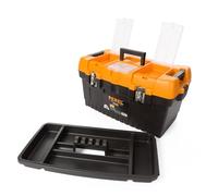 Perel Caja de herramientas polipropileno, bandeja extraíble, 3 comp., cierres negros/amarillos