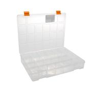Perel Caja de almacenamiento, 21 compartimentos fijos y apilables, 324 x 247 x 51 mm, transparente/amarillo