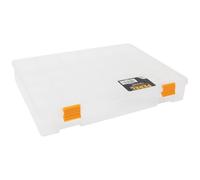 Perel Caja de almacenamiento, 21 compartimentos fijos y apilables, 324 x 247 x 51 mm, transparente/amarillo