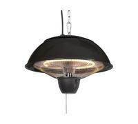 Perel Calefacción de terraza colgante, 1500 W, halógeno, colgación, con cadena de suspensión, 1 nivel de calentamiento, protección contra chorros de agua, metal, negro