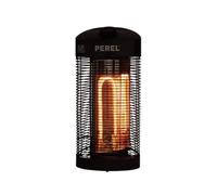 Perel Calefacción de terraza móvil, 1200 W, con protección contra la tapa, 2 niveles de calentamiento, oscilantes, resistentes a proyecciones de agua, metal, negro