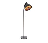 Perel Calefactor de terraza 2000W carbono, de pie con base y cordón, 3 niveles de calor, IP34 resistente al agua, protección antivuelco, calefactor exterior para terraza balcón jardín, diseño retro