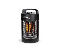 Perel Calefacción de terraza móvil, 700 W, carbono, con protección contra la etiqueta, 2 niveles de calentamiento, oscilantes, resistentes a proyecciones de agua, metal, negro