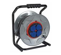 Perel Carrete de cable profesional, uso interior y exterior, resistente a las salpicaduras (IP44), 4 capturas con tierra francesa, sistema anti-ajuste, protección térmica, 40 m, 3g2.5, gris/negro