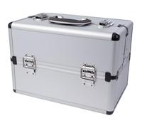 Perel Case de herramientas, abertura de acordeón, correa de hombro, separadores extraíbles, bloqueo de llave, 2 llaves, aluminio, gris, 360 x 220 x 250 mm